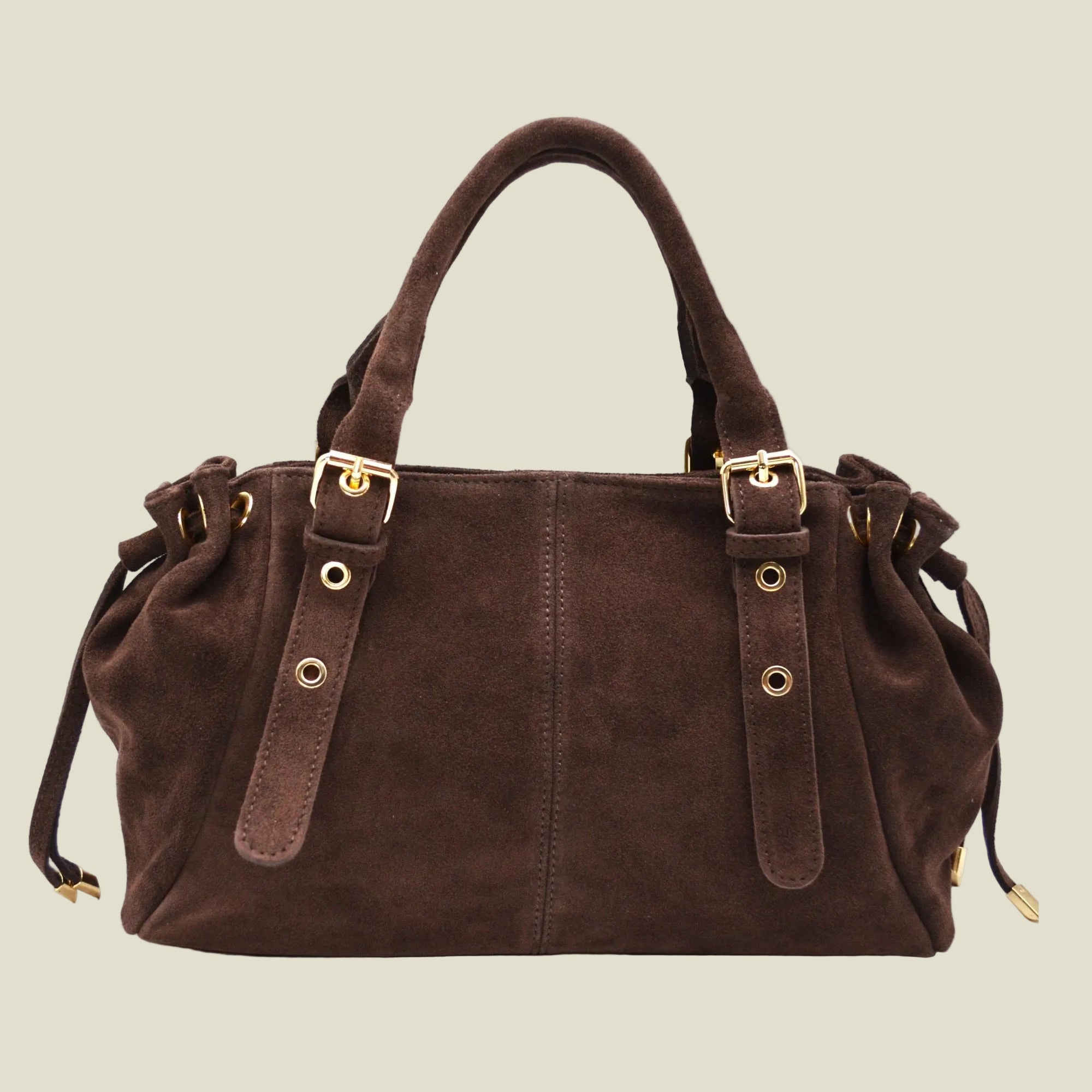 Suede Tote Bag with Adjustable Straps and Compartments