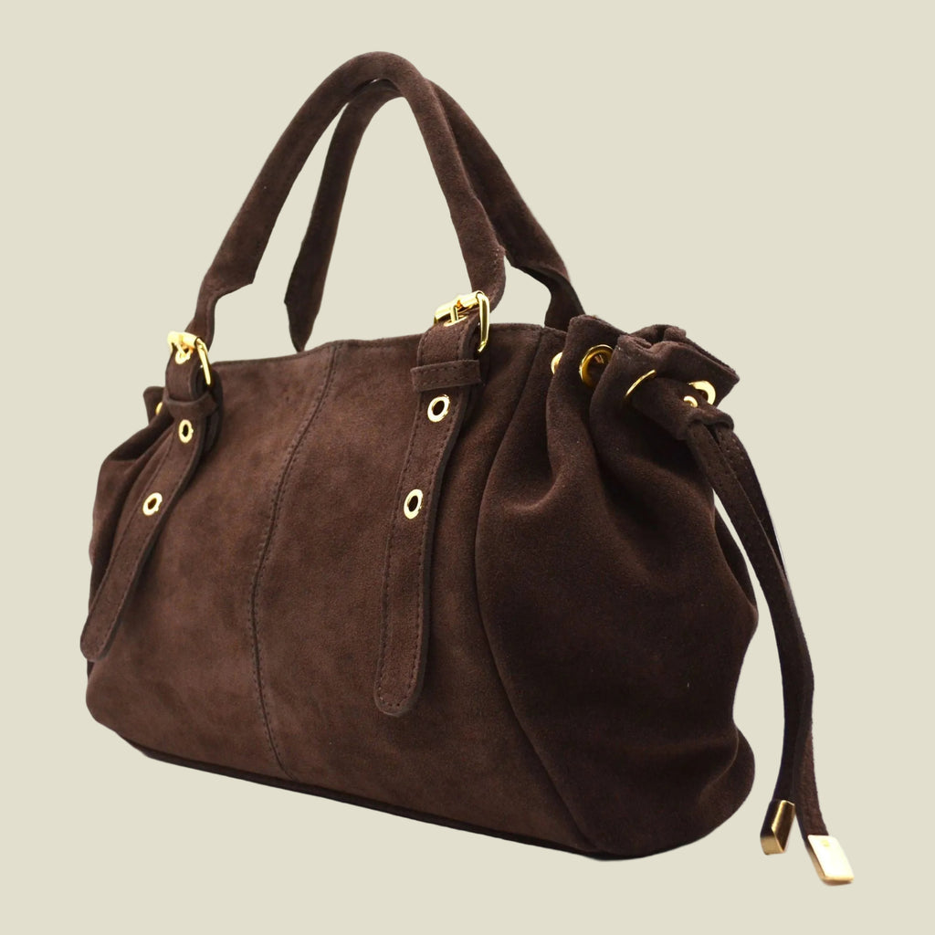 Suede Tote Bag with Adjustable Straps and Compartments