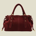 Suede Tote Bag with Adjustable Straps and Compartments