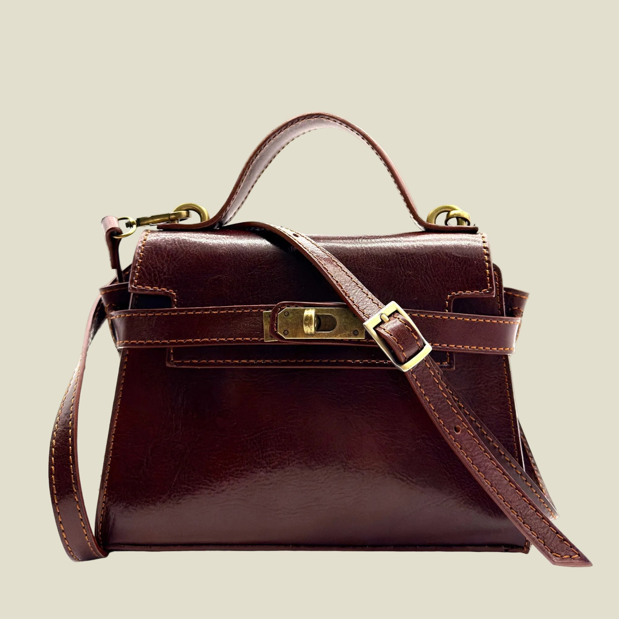 Italian Leather Boston Handbag