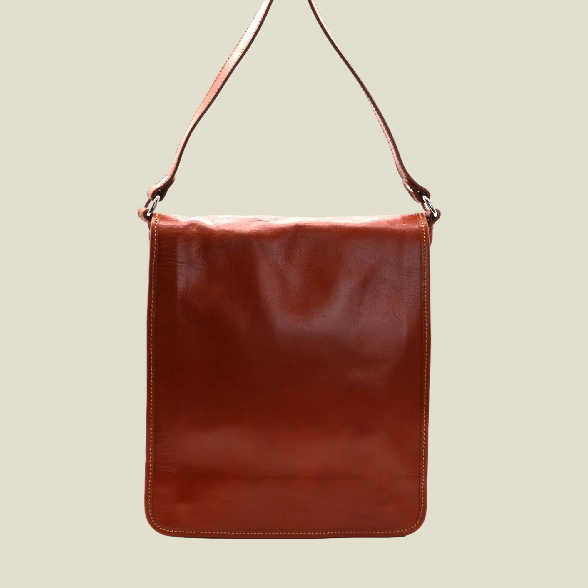 Italian Leather Flap Messenger Bag