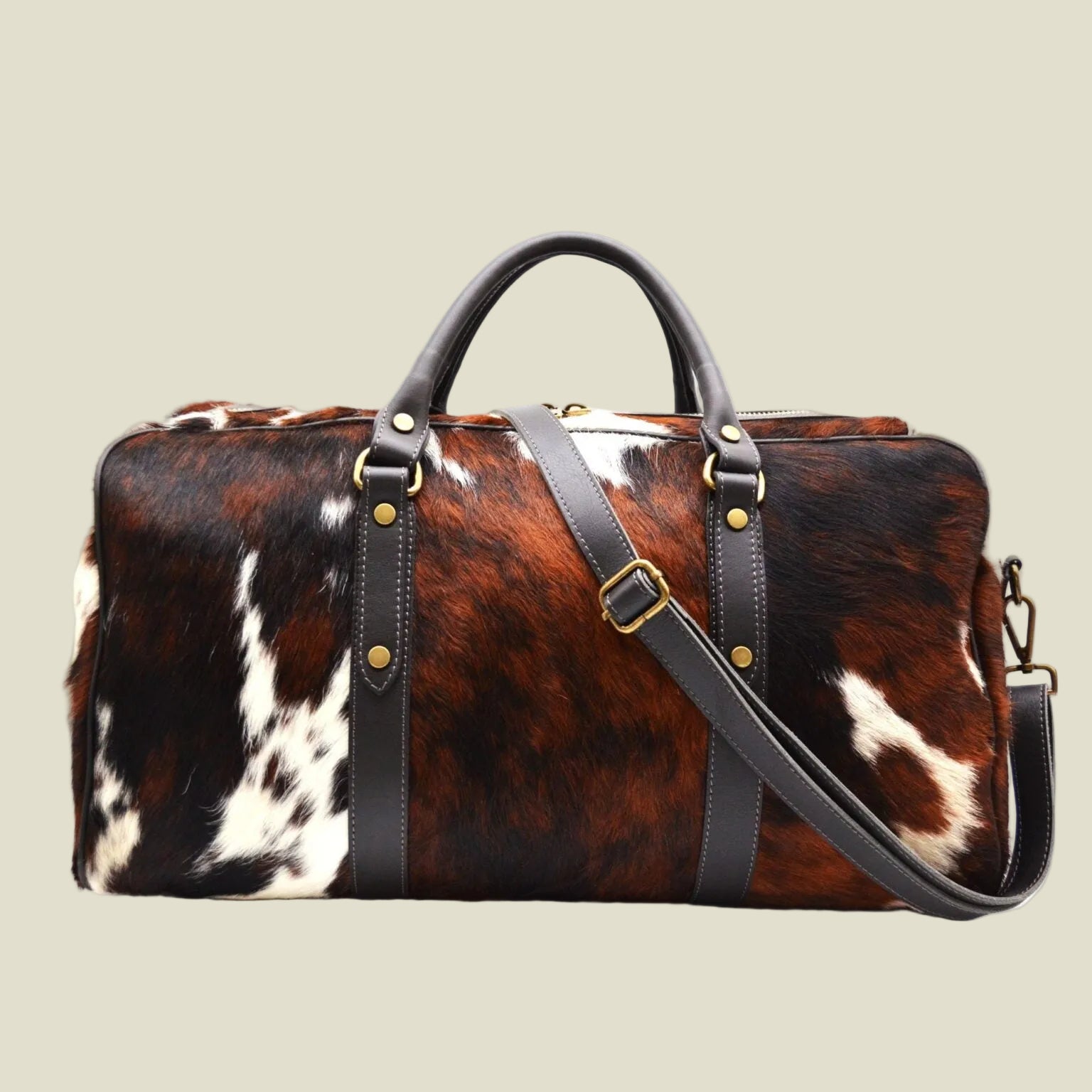 Italian Calf Hair Leather Weekender Bag
