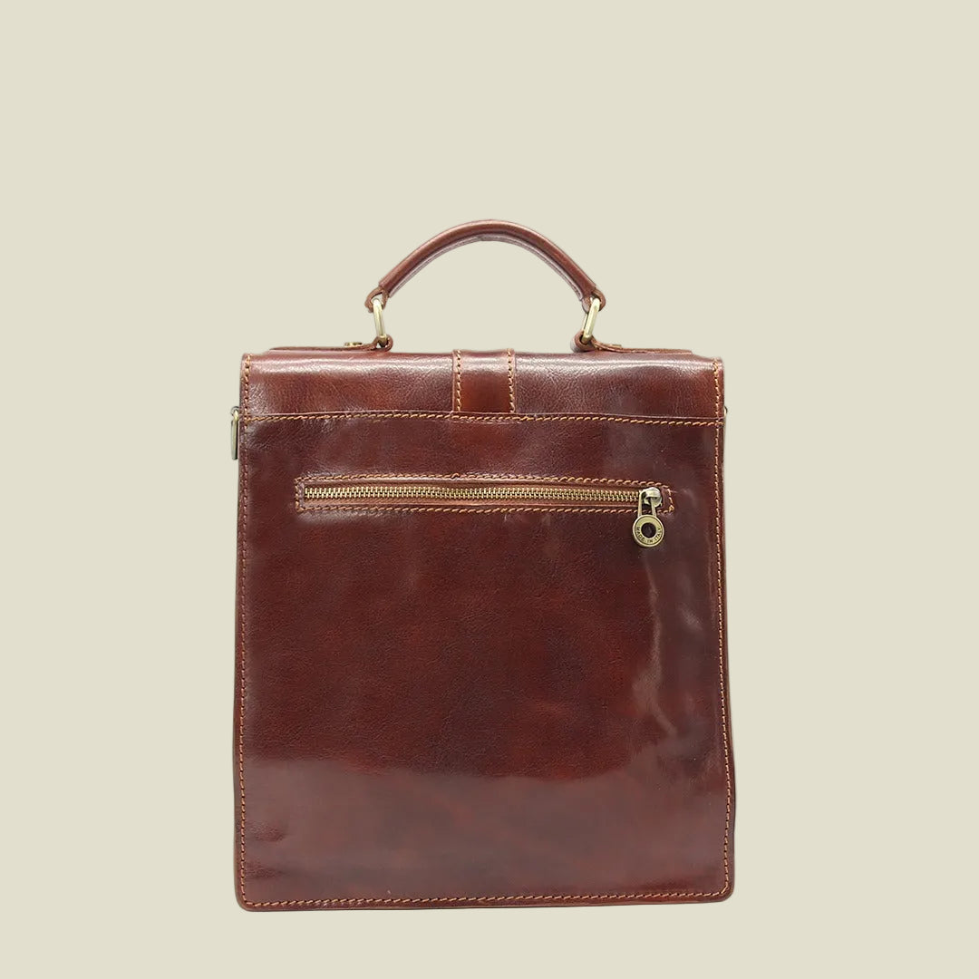 Men’s Italian Leather Briefcase with Multiple Compartments