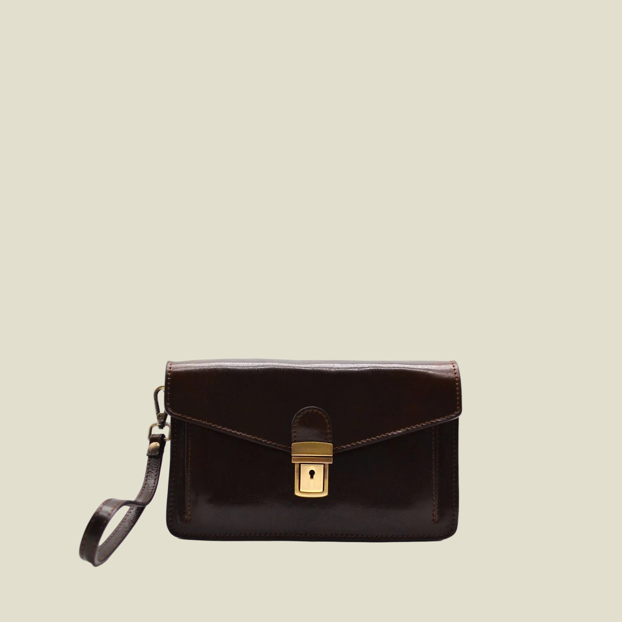 Leather Pochette with Lock Closure
