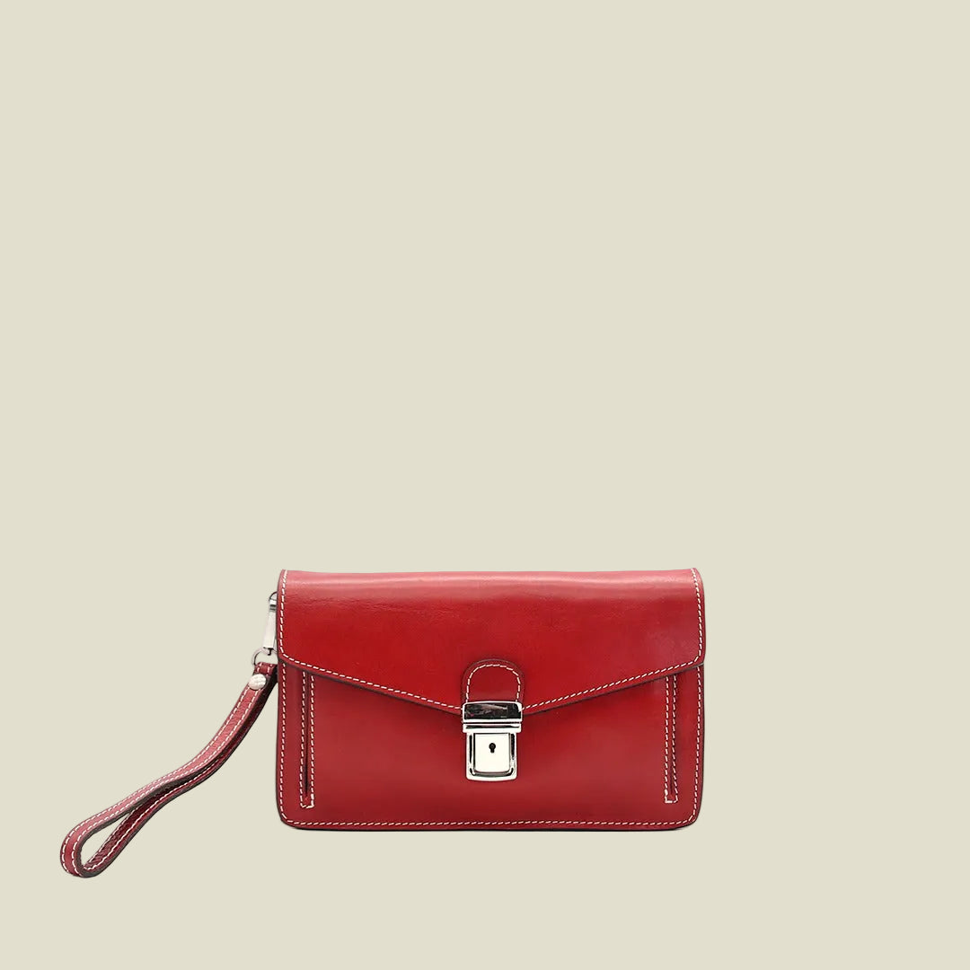 Leather Pochette with Lock Closure