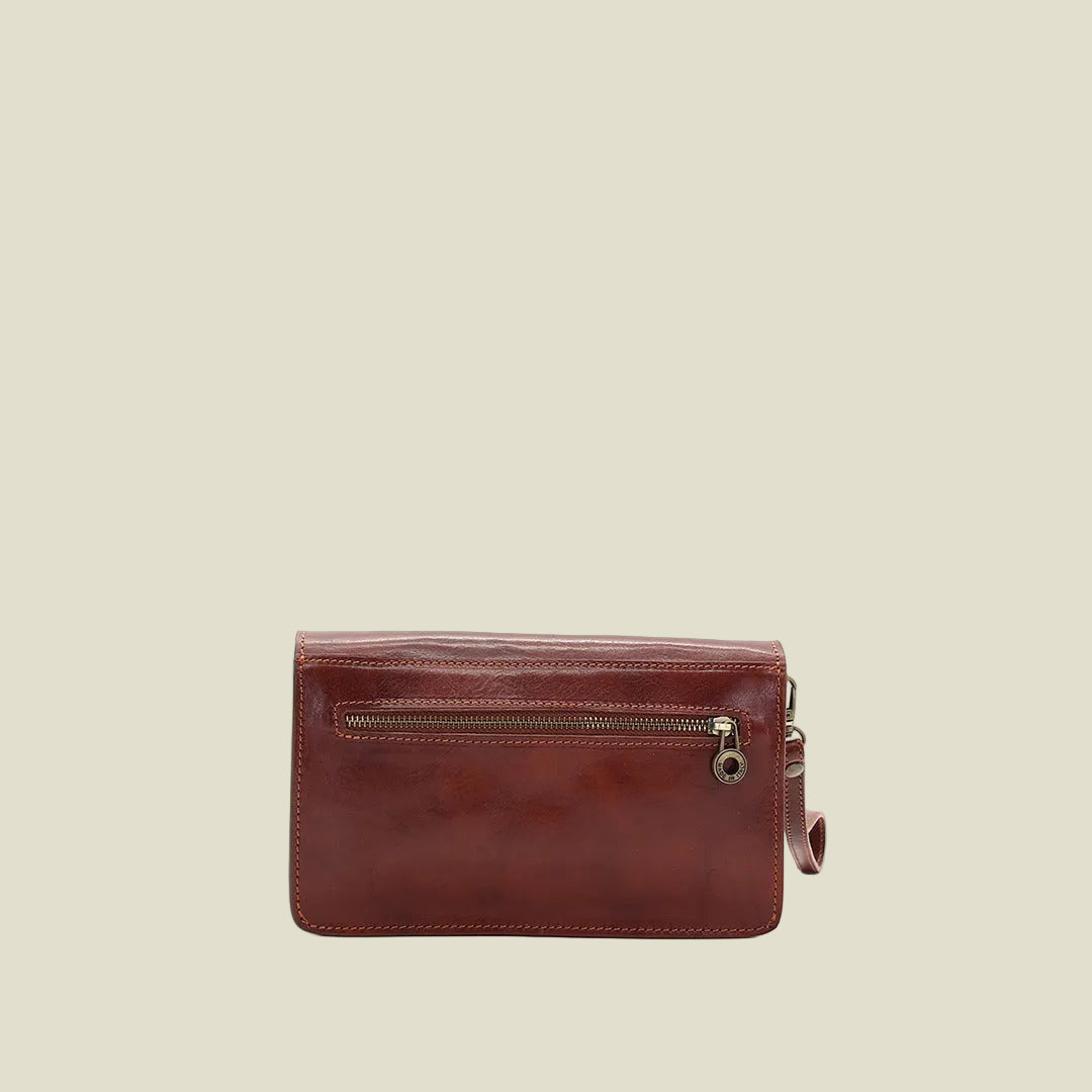 Leather Pochette with Lock Closure