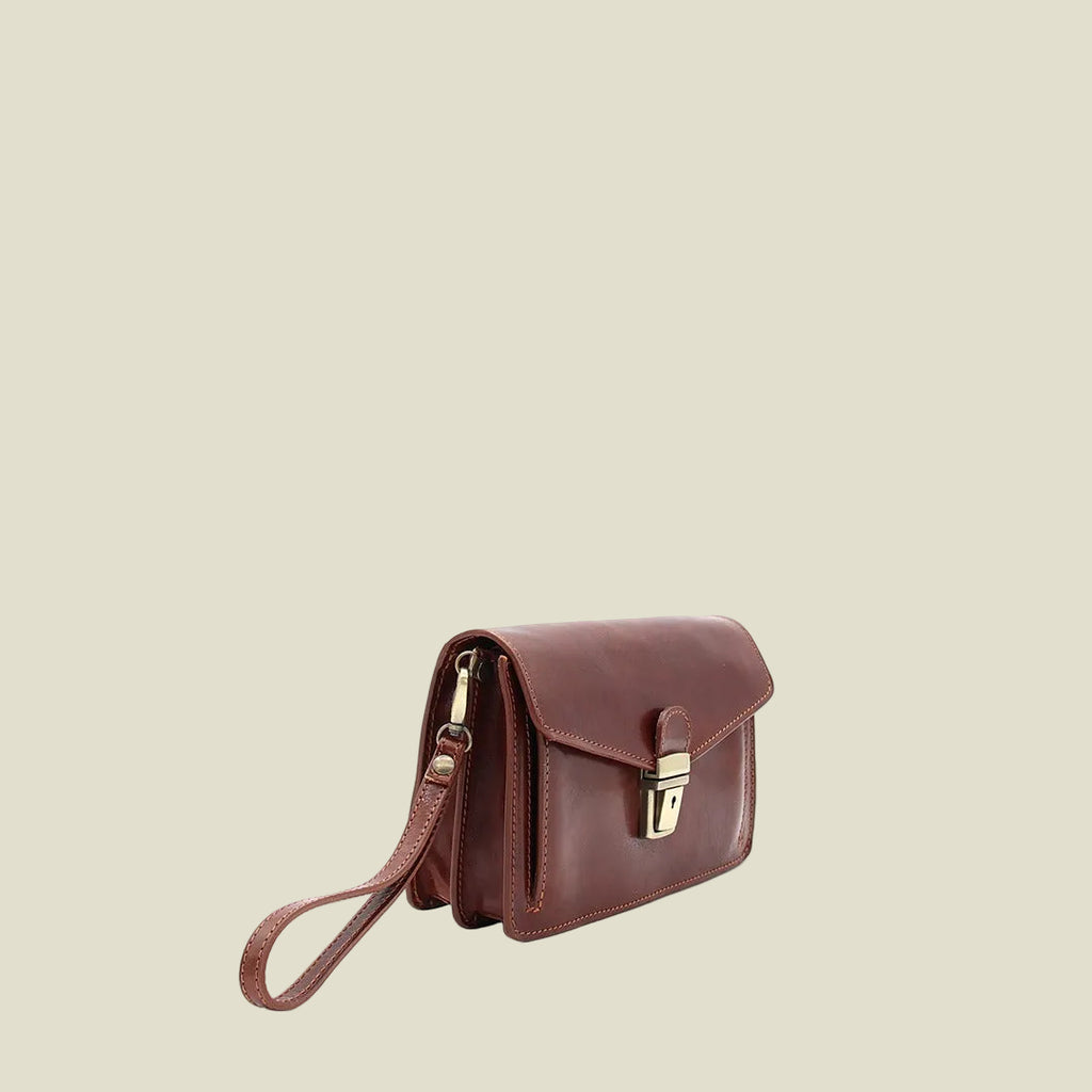 Leather Pochette with Lock Closure