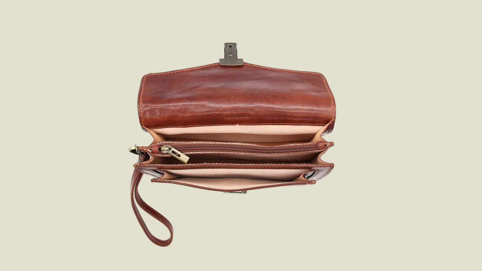 Leather Pochette with Lock Closure