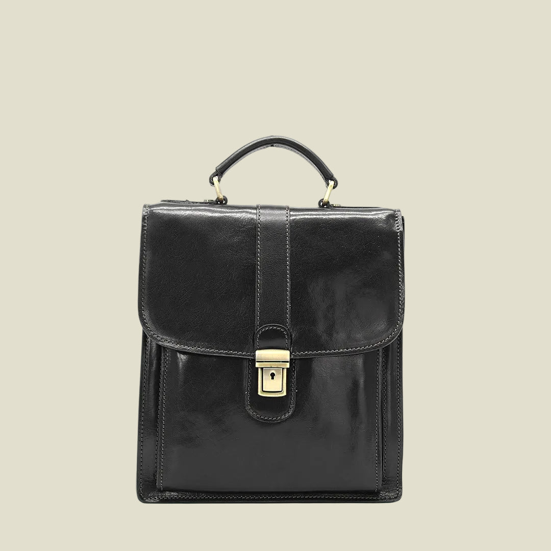 Men’s Italian Leather Briefcase with Multiple Compartments