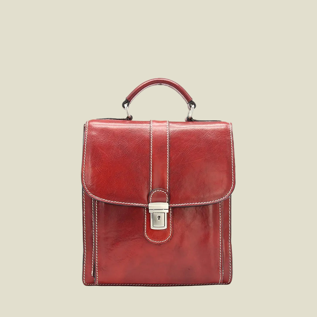 Men’s Italian Leather Briefcase with Multiple Compartments