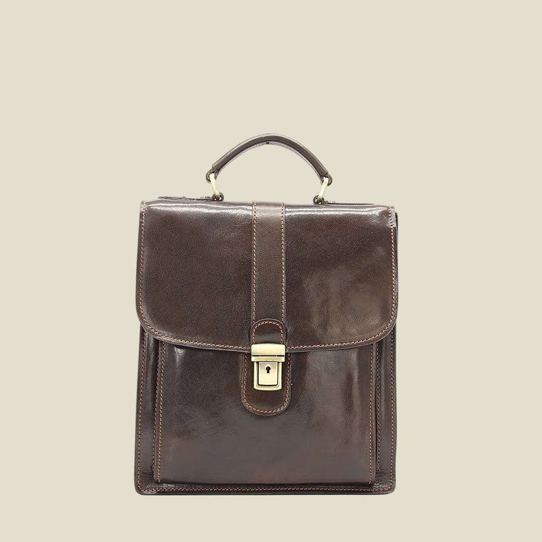 Men’s Italian Leather Briefcase with Multiple Compartments