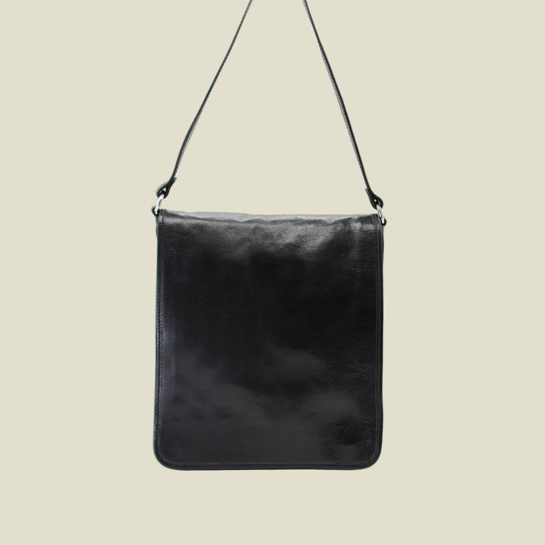 Italian Leather Flap Messenger Bag