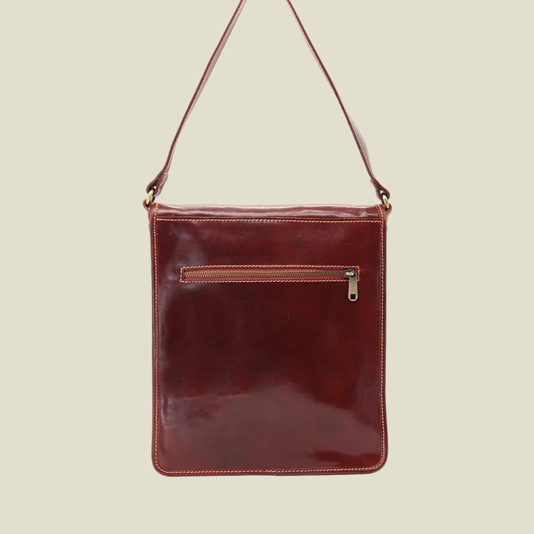 Italian Leather Flap Messenger Bag