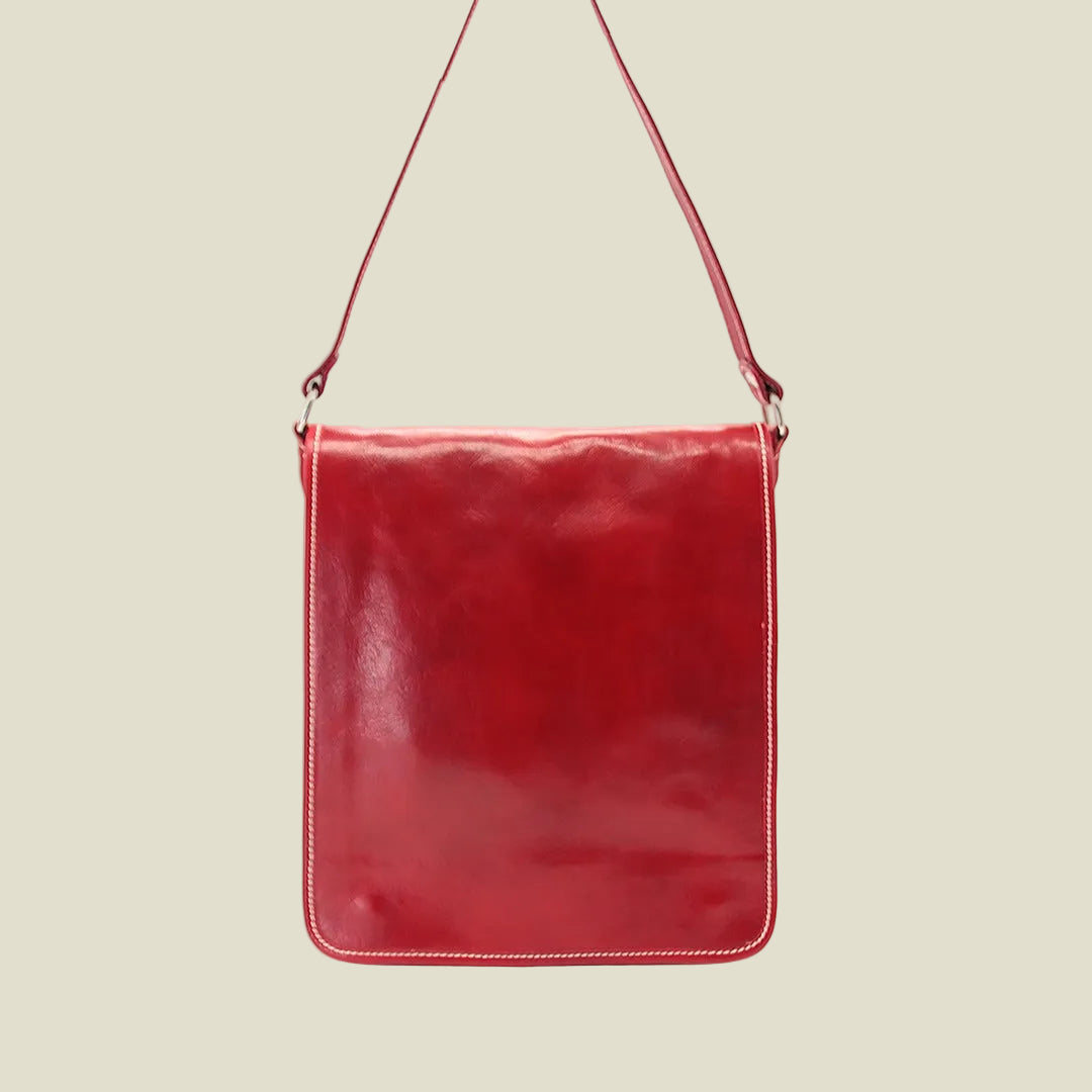Italian Leather Flap Messenger Bag