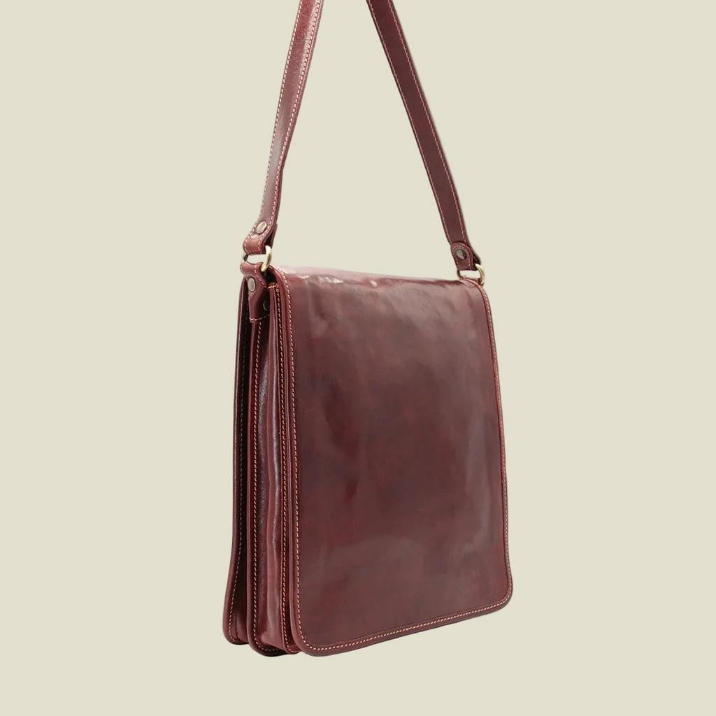 Italian Leather Flap Messenger Bag
