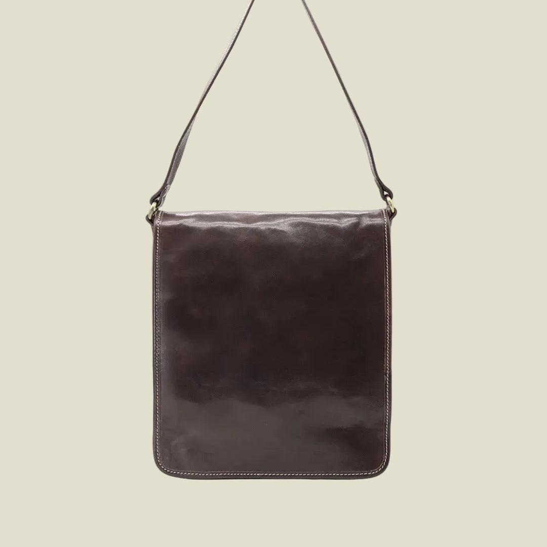 Italian Leather Flap Messenger Bag