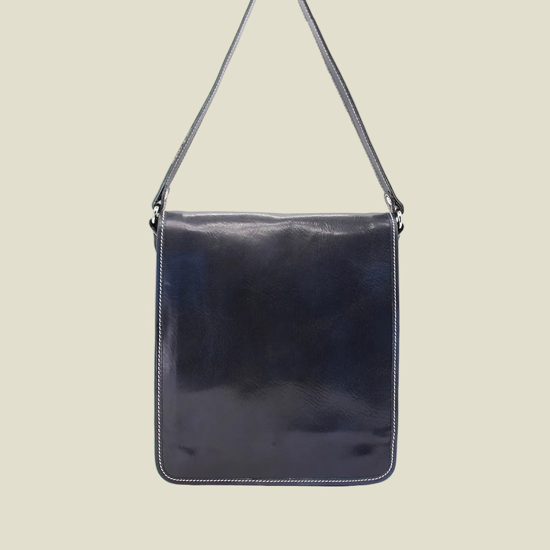 Italian Leather Flap Messenger Bag