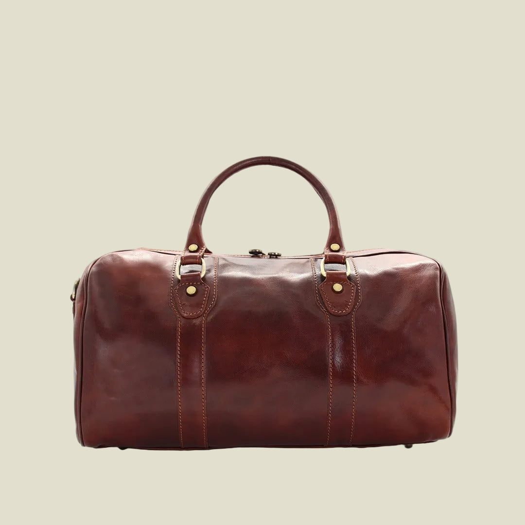 Italian Leather Weekender Duffel Bag